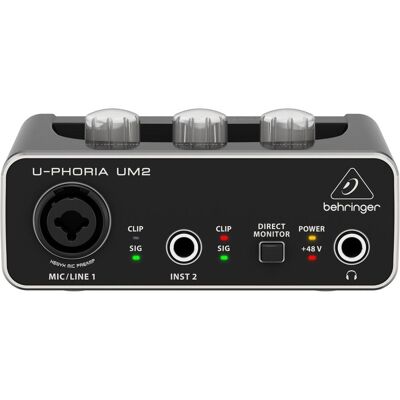 Behringer U-Phoria UM2 (USB), Audio Interface, Schwarz, Silber Behringer U-Phoria UM2 (USB), Audio Interface, Schwarz, Silber