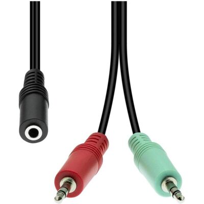 ProXtend Mini-Jack 4-Pin to 2x 3-Pin Cable F-M Black 40cm (0.40 m, AUX Kabel), Audiokabel ProXtend Mini-Jack 4-Pin to 2x 3-Pin Cable F-M Black 40cm (0.40 m, AUX Kabel), Audiokabel
