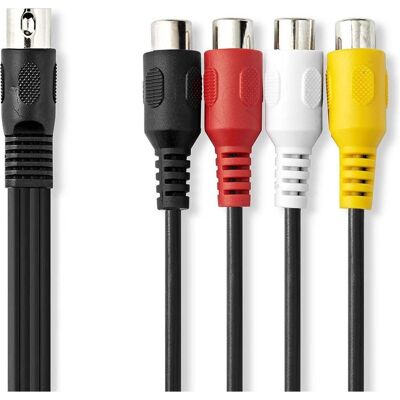 Nedis DIN-Audio-Kabel DIN 5-Pin Stecker 4x RCA Buchse Vernickelt 0.20 m Rund PVC Schwa (0.20 m, Cinch Kabel), Audiokabel Nedis DIN-Audio-Kabel DIN 5-Pin Stecker 4x RCA Buchse Vernickelt 0.20 m Rund PVC Schwa (0.20 m, Cinch Kabel), Audiokabel