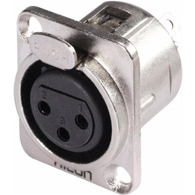 Hicon XLR Einbaukupplung 3pol HI-X3DF, Audio Stecker, Silber, Schwarz Hicon XLR Einbaukupplung 3pol HI-X3DF, Audio Stecker, Silber, Schwarz
