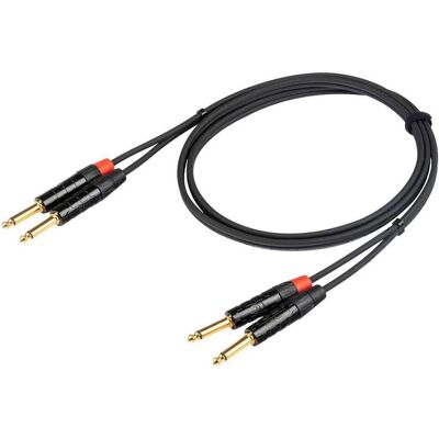 Proel 2 x 6.3mm male to 2 x 6.3mm male cable, 5m, black (5 m), Audiokabel Proel 2 x 6.3mm male to 2 x 6.3mm male cable, 5m, black (5 m), Audiokabel