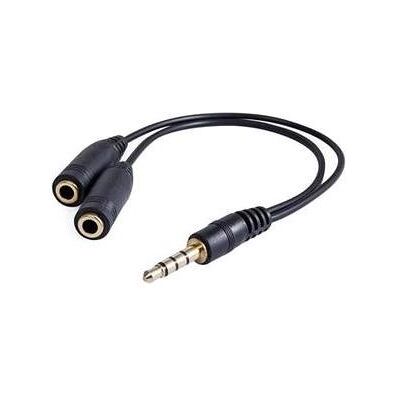 NoName Audio Adapter, Stecker (3,5 mm) 4-polig - 2x Jack-Buchse (3.5mm), 0.2 m, Stereo, schwarz (Klinkenadapter), Audio Adapter, Schwarz NoName Audio Adapter, Stecker (3,5 mm) 4-polig - 2x Jack-Buchse (3.5mm), 0.2 m, Stereo, schwarz (Klinkenadapter), Audio Adapter, Schwarz