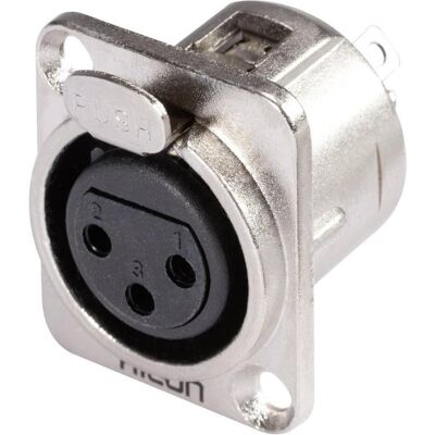 Hicon XLR Einbaukupplung 3pol HI-X3DF, Audio Stecker, Silber, Schwarz Hicon XLR Einbaukupplung 3pol HI-X3DF, Audio Stecker, Silber, Schwarz