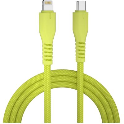 Qualo nylon cable USB-C - Lightning 1.5m 2,4A yellow QKN-CL-05 (1.50 m, 12 W), USB Kabel Qualo nylon cable USB-C - Lightning 1.5m 2,4A yellow QKN-CL-05 (1.50 m, 12 W), USB Kabel