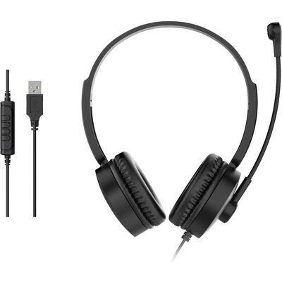 Equip Stereo-Headset Wired mit Mikro USB-A 2.00m schwarz (Kabelgebunden, USB-A), Office Headset, Schwarz Equip Stereo-Headset Wired mit Mikro USB-A 2.00m schwarz (Kabelgebunden, USB-A), Office Headset, Schwarz