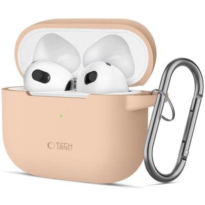 Tech-Protect Silicone Hook Case for Apple AirPods 3 - Beige (Kopfhörer Hülle), Kopfhörertasche + Schutzhülle, Beige Tech-Protect Silicone Hook Case for Apple AirPods 3 - Beige (Kopfhörer Hülle), Kopfhörertasche + Schutzhülle, Beige