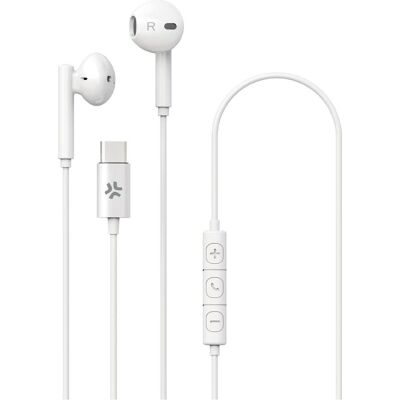 Celly Stereo-Kopfhörer mit Kabel USB-C (Keine Geräuschunterdrückung, Kabelgebunden), Kopfhörer, Weiss Celly Stereo-Kopfhörer mit Kabel USB-C (Keine Geräuschunterdrückung, Kabelgebunden), Kopfhörer, Weiss