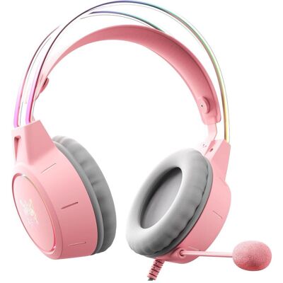 Onikuma X15 PRO RGB-Gaming-Kopfhörer (kabelgebunden) Pink (Kabelgebunden), Gaming Headset, Pink Onikuma X15 PRO RGB-Gaming-Kopfhörer (kabelgebunden) Pink (Kabelgebunden), Gaming Headset, Pink