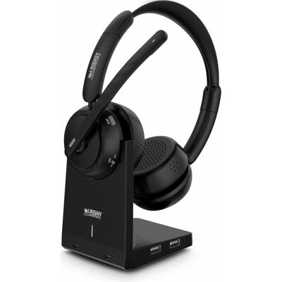 Urban Factory Bluetooth 5.2 Heasdet With Anc / Enc And Charging Stand (Kabellos, USB-A), Office Headset, Schwarz Urban Factory Bluetooth 5.2 Heasdet With Anc / Enc And Charging Stand (Kabellos, USB-A), Office Headset, Schwarz