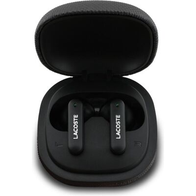 Lacoste Iconic Petit Pique TWS Bluetooth-Kopfhörer mit hochwertiger Geräuschunterdrückung (ANC, 6 h, Kabellos), Kopfhörer, Schwarz Lacoste Iconic Petit Pique TWS Bluetooth-Kopfhörer mit hochwertiger Geräuschunterdrückung (ANC, 6 h, Kabellos), Kopfhörer, Schwarz