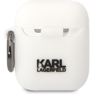 Karl Lagerfeld AirPods 1/2 Silikonhülle - Weiß - Schutzhülle Karl Lagerfeld AirPods 1/2 Silikonhülle - Weiß - Schutzhülle