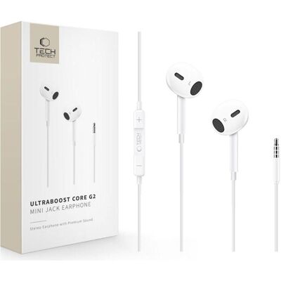 Tech-Protect Ultraboost Core G2 Mini-Jack-Kopfhörer, Weiss (Kabelgebunden), Kopfhörer, Weiss Tech-Protect Ultraboost Core G2 Mini-Jack-Kopfhörer, Weiss (Kabelgebunden), Kopfhörer, Weiss