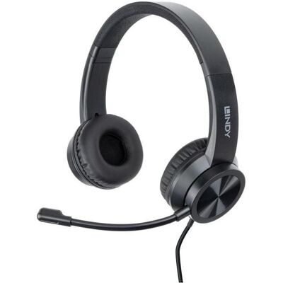 Lindy USB-C Office-Headset mit USB A zu C Adapter (20439) (Kabelgebunden, USB-C), Office Headset, Schwarz Lindy USB-C Office-Headset mit USB A zu C Adapter (20439) (Kabelgebunden, USB-C), Office Headset, Schwarz