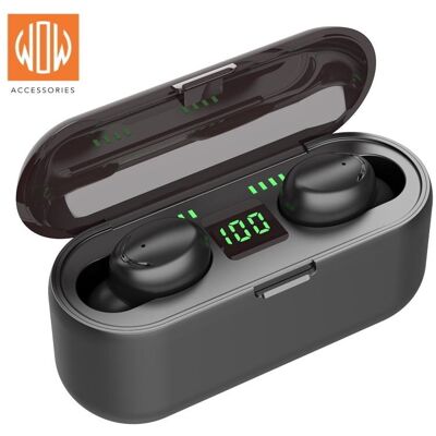 Platinet WoW F9 Sport & Leisure Super Fit TWS Bluetooth 5.1 Stereo-Kopfhörer mit HD-Mikrofon, LED-Aufladung (Kabellos), Kopfhörer, Schwarz Platinet WoW F9 Sport & Leisure Super Fit TWS Bluetooth 5.1 Stereo-Kopfhörer mit HD-Mikrofon, LED-Aufladung (Kabellos), Kopfhörer, Schwarz