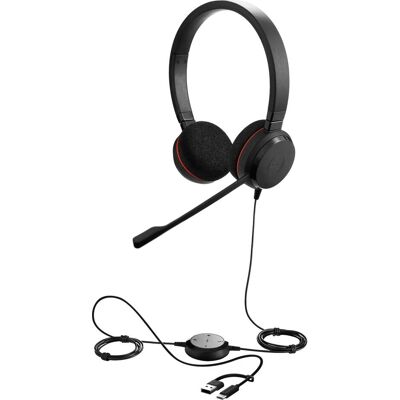 Jabra Evolve 20 (Kabelgebunden, USB-A, USB-C, Alcatel-Lucent, Avaya), Office Headset, Schwarz Jabra Evolve 20 (Kabelgebunden, USB-A, USB-C, Alcatel-Lucent, Avaya), Office Headset, Schwarz