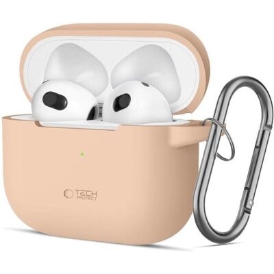 Tech-Protect Silicone Hook Case for Apple AirPods 3 - Beige (Kopfhörer Hülle), Kopfhörertasche + Schutzhülle, Beige Tech-Protect Silicone Hook Case for Apple AirPods 3 - Beige (Kopfhörer Hülle), Kopfhörertasche + Schutzhülle, Beige