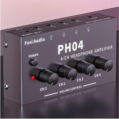 Fosi Audio PH04, 4-Kanal Kopfhörer-Verstärker, Kopfhörerverstärker, Schwarz Fosi Audio PH04, 4-Kanal Kopfhörer-Verstärker, Kopfhörerverstärker, Schwarz