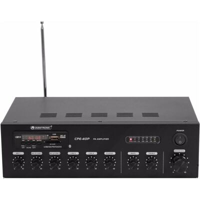Omnitronic CPE-40P ELA ELA-Verstärker 40 W 4-Kanal 1-Zonen (Verstärker), Stereoverstärker, Schwarz Omnitronic CPE-40P ELA ELA-Verstärker 40 W 4-Kanal 1-Zonen (Verstärker), Stereoverstärker, Schwarz