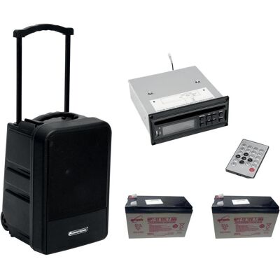 Omnitronic Set MOM-10BT4 Modular-Drahtlos-PA-System + CD-Player mit USB&SD + 2x Akku (Aktiv), PA Lautsprecher, Schwarz Omnitronic Set MOM-10BT4 Modular-Drahtlos-PA-System + CD-Player mit USB&SD + 2x Akku (Aktiv), PA Lautsprecher, Schwarz