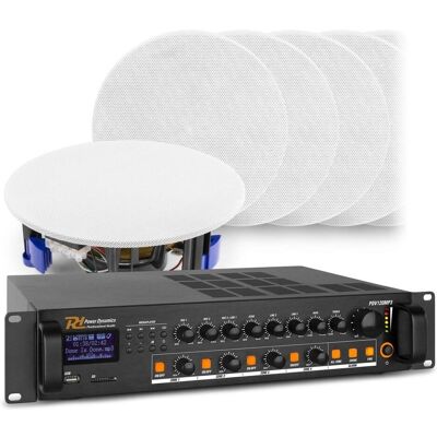 Power Dynamics geluidsinstallatie met versterker met Bluetooth en 12 witte plafondspeakers (6) - 100V (Passiv), PA Lautsprecher, Weiss Power Dynamics geluidsinstallatie met versterker met Bluetooth en 12 witte plafondspeakers (6) - 100V (Passiv), PA Lautsprecher, Weiss