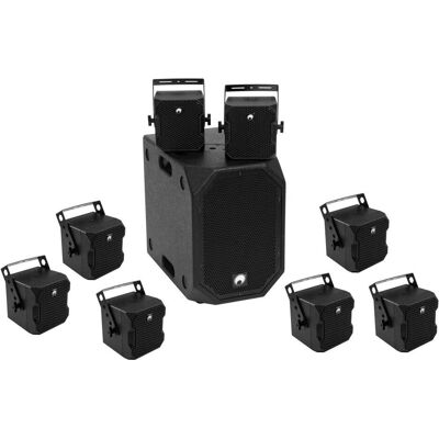 Omnitronic Set BOB-10A sw + 8x BOB-4 sw (Subwoofer aktiv, 1x 900 W), PA Lautsprecher, Schwarz Omnitronic Set BOB-10A sw + 8x BOB-4 sw (Subwoofer aktiv, 1x 900 W), PA Lautsprecher, Schwarz