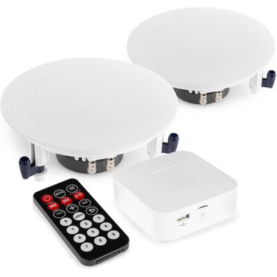 Tracer voor buiten - Muziekinstallatie met versterker met Bluetooth en 2 plafond - Ideaal voor terras, over, PA Lautsprecher, Weiss Tracer voor buiten - Muziekinstallatie met versterker met Bluetooth en 2 plafond - Ideaal voor terras, over, PA Lautsprecher, Weiss