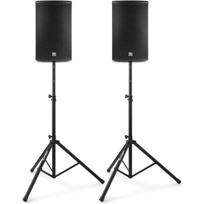 Power Dynamics PD410A Active Bluetooth -Lautsprecher Set 10 mit Tripods - 1600W (Aktiv), PA Lautsprecher, Schwarz Power Dynamics PD410A Active Bluetooth -Lautsprecher Set 10 mit Tripods - 1600W (Aktiv), PA Lautsprecher, Schwarz