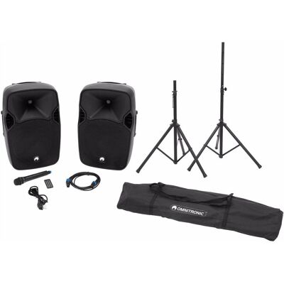 Omnitronic Set XFM-212AP + Boxenhochständer MOVE MK2 (Aktiv, Passiv), PA Lautsprecher, Schwarz Omnitronic Set XFM-212AP + Boxenhochständer MOVE MK2 (Aktiv, Passiv), PA Lautsprecher, Schwarz