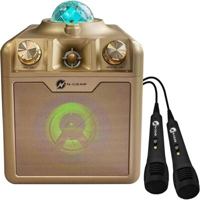 N-Gear Disco Star 710 Gold - Draadloze Bluetooth Party Speaker - Karaoke Set - Sterrenprojector - 2 Microfo (6 h), Bluetooth Lautsprecher, Gold N-Gear Disco Star 710 Gold - Draadloze Bluetooth Party Speaker - Karaoke Set - Sterrenprojector - 2 Microfo (6 h), Bluetooth Lautsprecher, Gold