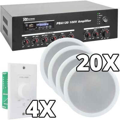 Power Dynamics 100V Bundelset met 20 Speakers en volumeregelaars (Passiv), PA Lautsprecher, Weiss Power Dynamics 100V Bundelset met 20 Speakers en volumeregelaars (Passiv), PA Lautsprecher, Weiss