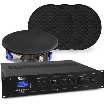 Power Dynamics met Bluetooth, 4x zwarte inbouw speaker en 100v versterker van (Aktiv), PA Lautsprecher, Schwarz Power Dynamics met Bluetooth, 4x zwarte inbouw speaker en 100v versterker van (Aktiv), PA Lautsprecher, Schwarz