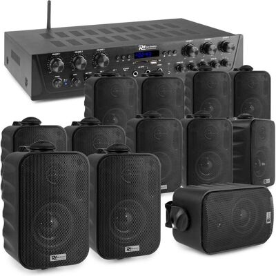 Power Dynamics met Bluetooth - PV260BT 6-zone versterker audio + 12 BGO30 zwarte 3 speakers (Aktiv), PA Lautsprecher, Schwarz Power Dynamics met Bluetooth - PV260BT 6-zone versterker audio + 12 BGO30 zwarte 3 speakers (Aktiv), PA Lautsprecher, Schwarz