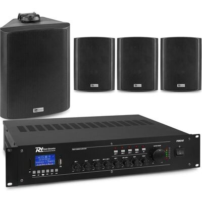 Power Dynamics Outdoor -Lautsprecher Set Schwarz - 4 Lautsprecher und 4 -zone -Verstärker - Bluetoot (Aktiv), PA Lautsprecher, Schwarz Power Dynamics Outdoor -Lautsprecher Set Schwarz - 4 Lautsprecher und 4 -zone -Verstärker - Bluetoot (Aktiv), PA Lautsprecher, Schwarz