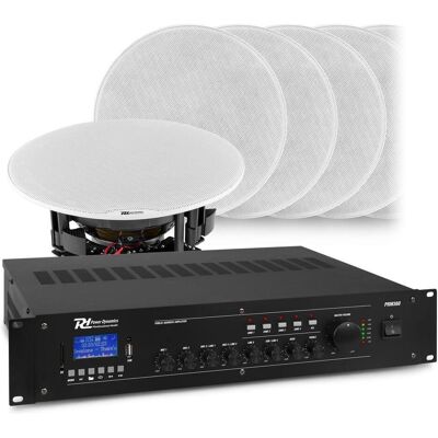 Power Dynamics met Bluetooth, 4 zones, 8x inbouw speaker (8) en 360W 100V versterker van (Passiv), PA Lautsprecher Power Dynamics met Bluetooth, 4 zones, 8x inbouw speaker (8) en 360W 100V versterker van (Passiv), PA Lautsprecher
