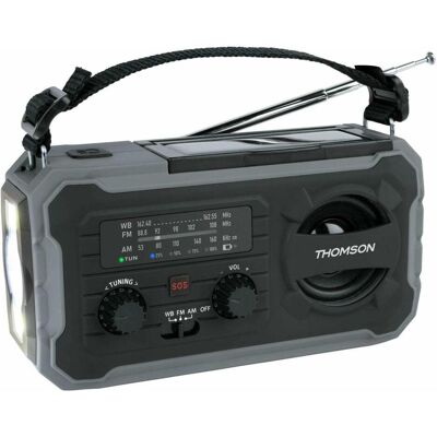 Thomson Emergency Hand Crank Radio w/ Solar - Grey (AM, FM, Bluetooth), Radio, Grau Thomson Emergency Hand Crank Radio w/ Solar - Grey (AM, FM, Bluetooth), Radio, Grau