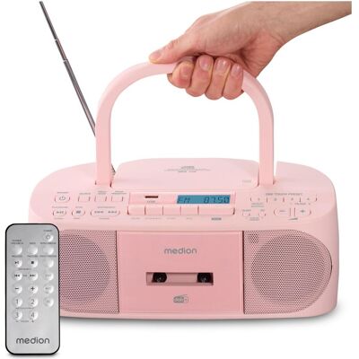 Medion MED MD400003 LIFE DRX-1 rosa Radiorekorder mit CD-Spieler und Kassettendeck (DAB+, FM, PLL, Bluetooth), Radio, Rosa Medion MED MD400003 LIFE DRX-1 rosa Radiorekorder mit CD-Spieler und Kassettendeck (DAB+, FM, PLL, Bluetooth), Radio, Rosa