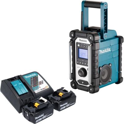 Makita DMR 116 RT Akku Baustellenradio 14,4 - 18 V AM FM AUX + 2x Akku 5,0 Ah + Ladegerät (AM, FM), Radio Makita DMR 116 RT Akku Baustellenradio 14,4 - 18 V AM FM AUX + 2x Akku 5,0 Ah + Ladegerät (AM, FM), Radio