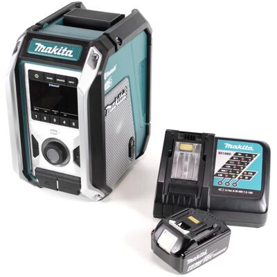 Makita DMR 115 RG1 Akku Baustellenradio 12V - 18V Bluetooth DAB+ IP65- + 1x Akku 6,0 Ah + Ladegerät (DAB, DAB+, FM, Bluetooth), Radio, Schwarz Makita DMR 115 RG1 Akku Baustellenradio 12V - 18V Bluetooth DAB+ IP65- + 1x Akku 6,0 Ah + Ladegerät (DAB, DAB+, FM, Bluetooth), Radio, Schwarz
