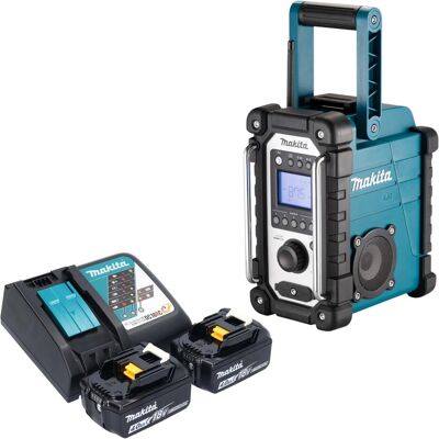 Makita DMR 116 RM Akku Baustellenradio 14,4 - 18 V AM FM AUX + 2x Akku 4,0 Ah + Ladegerät (AM, FM), Radio, Schwarz Makita DMR 116 RM Akku Baustellenradio 14,4 - 18 V AM FM AUX + 2x Akku 4,0 Ah + Ladegerät (AM, FM), Radio, Schwarz