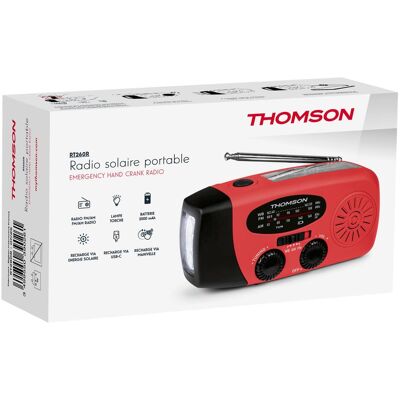 Thomson Emergency Hand Crank Radio - Red (AM, FM, Bluetooth), Radio, Rot Thomson Emergency Hand Crank Radio - Red (AM, FM, Bluetooth), Radio, Rot
