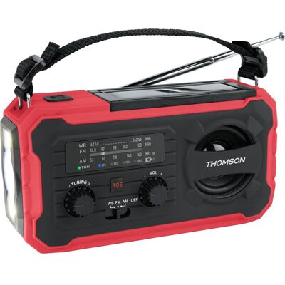 Thomson Emergency Hand Crank Radio w/ Solar - Red (MW, Bluetooth), Radio, Rot Thomson Emergency Hand Crank Radio w/ Solar - Red (MW, Bluetooth), Radio, Rot