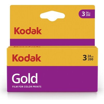 Kodak Gold 3x Film 135/24, Analogfilm, Schwarz, Gelb Kodak Gold 3x Film 135/24, Analogfilm, Schwarz, Gelb