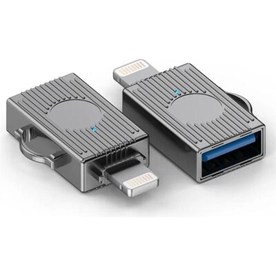 PowerGuard Titan Lightning auf USB 2.0 OTG Adapter, USB Adapter, Grau PowerGuard Titan Lightning auf USB 2.0 OTG Adapter, USB Adapter, Grau
