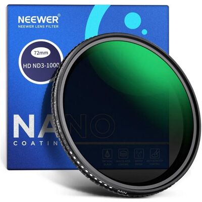 Neewer ND3-ND1000 Variable ND Filter 72mm (72 mm, ND- / Graufilter), Objektivfilter, Schwarz Neewer ND3-ND1000 Variable ND Filter 72mm (72 mm, ND- / Graufilter), Objektivfilter, Schwarz