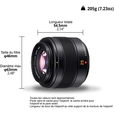 Panasonic 25mm f/1.4 Leica Summilux ASPH. (Micro Four Thirds, Micro Four Thirds), Objektiv, Schwarz Panasonic 25mm f/1.4 Leica Summilux ASPH. (Micro Four Thirds, Micro Four Thirds), Objektiv, Schwarz