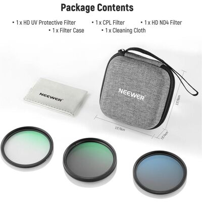 Neewer NW SERIES A UV&CPL&ND4 Lens Filter Kit 72 mm (72 mm, Polarisationsfilter, UV-Filter), Objektivfilter, Transparent Neewer NW SERIES A UV&CPL&ND4 Lens Filter Kit 72 mm (72 mm, Polarisationsfilter, UV-Filter), Objektivfilter, Transparent