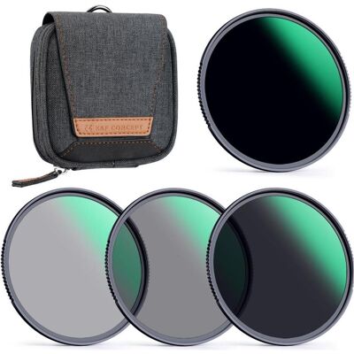K&F Concept ND Filter Kit ND4/8/64/1000 Nano X 55mm (KF-1630) (55 mm, ND- / Graufilter), Objektivfilter, Schwarz K&F Concept ND Filter Kit ND4/8/64/1000 Nano X 55mm (KF-1630) (55 mm, ND- / Graufilter), Objektivfilter, Schwarz