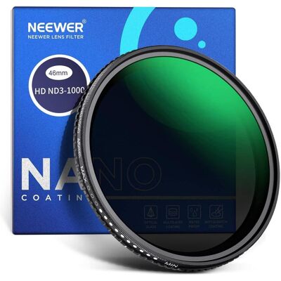 Neewer Variable ND Filter ND3-ND1000 (46 mm, ND- / Graufilter), Objektivfilter, Grau Neewer Variable ND Filter ND3-ND1000 (46 mm, ND- / Graufilter), Objektivfilter, Grau