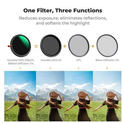 K&F Concept 62MM 3-in-1 CPL&Variable ND2ND32&Black Mist 1/4 Filter, wo. Black Cross (Nano-X Series) (62 mm, Black Mist Filter), Objektivfilter, Schwarz K&F Concept 62MM 3-in-1 CPL&Variable ND2ND32&Black Mist 1/4 Filter, wo. Black Cross (Nano-X Series) (62 mm, Black Mist Filter), Objektivfilter, Schwarz