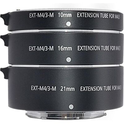 McoPlus Ext-MICRO4/3 Metal Extension Tubeset 10+16+21, Objektivadapter, Schwarz McoPlus Ext-MICRO4/3 Metal Extension Tubeset 10+16+21, Objektivadapter, Schwarz